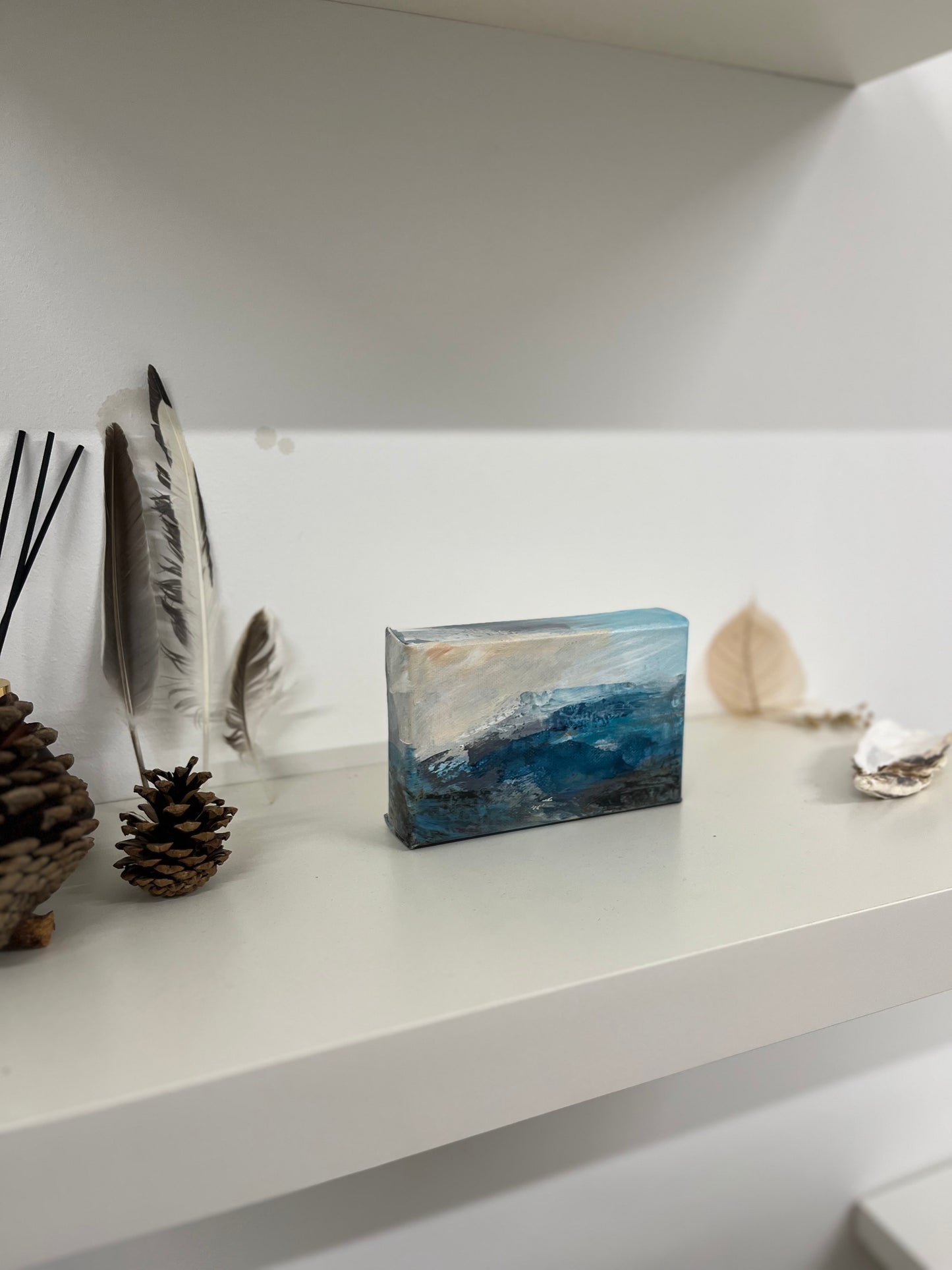 ‘Fragments of Calm II’ Small Original Expressive Landscape Painting on Box Canvas