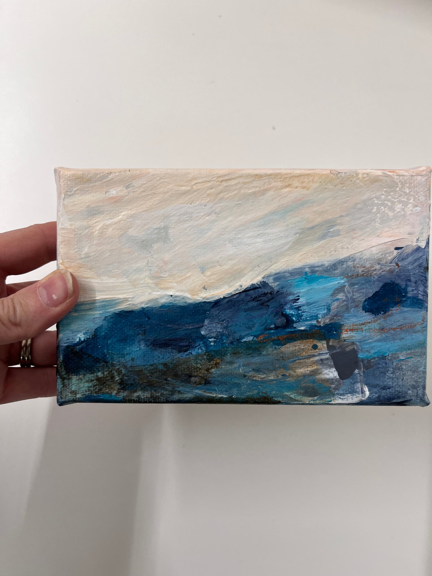 ‘Fragments of Calm II’ Small Original Expressive Landscape Painting on Box Canvas