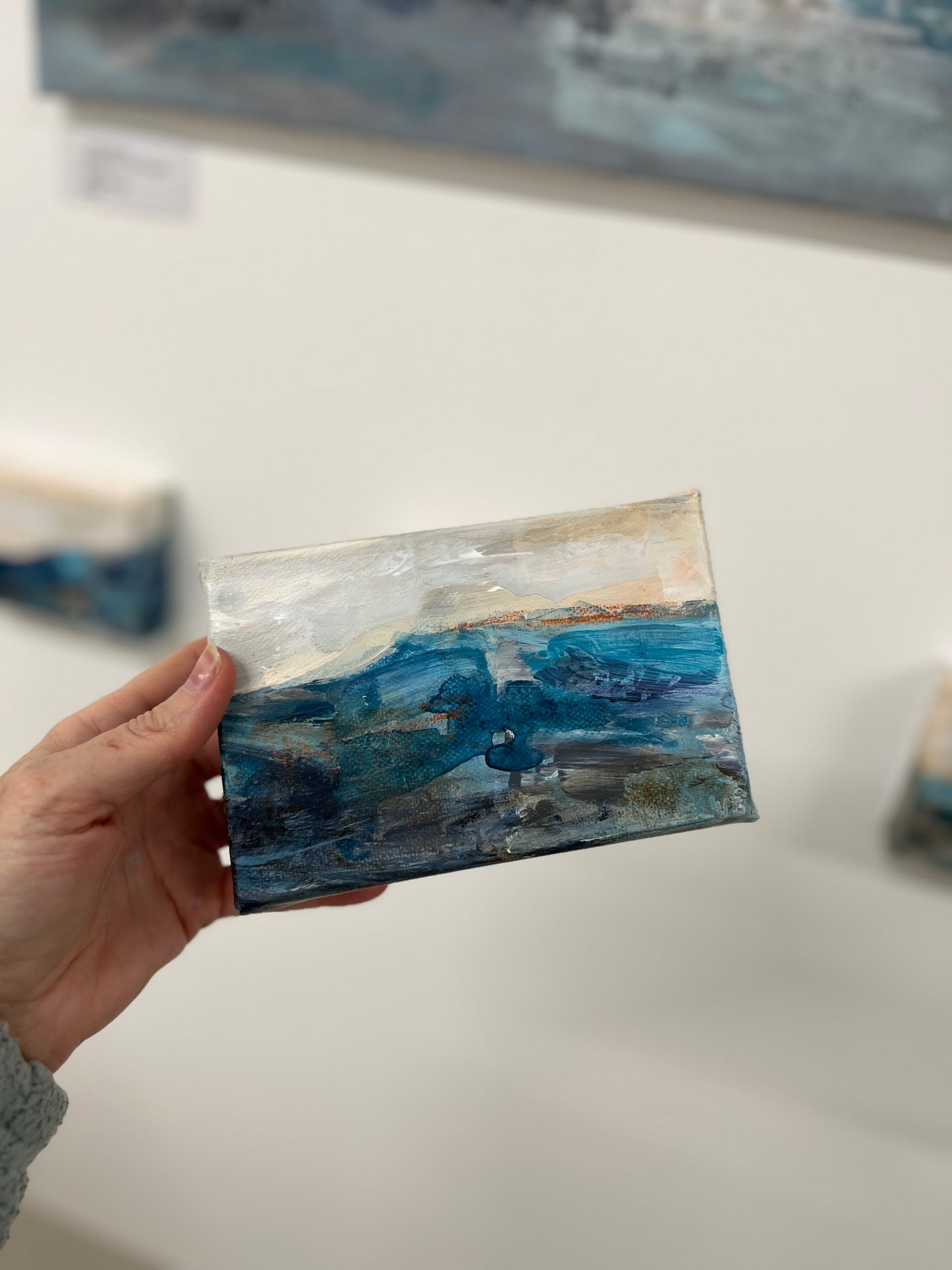‘Fragments of Calm I’ Small Expressive Landscape Painting on Box Canvas