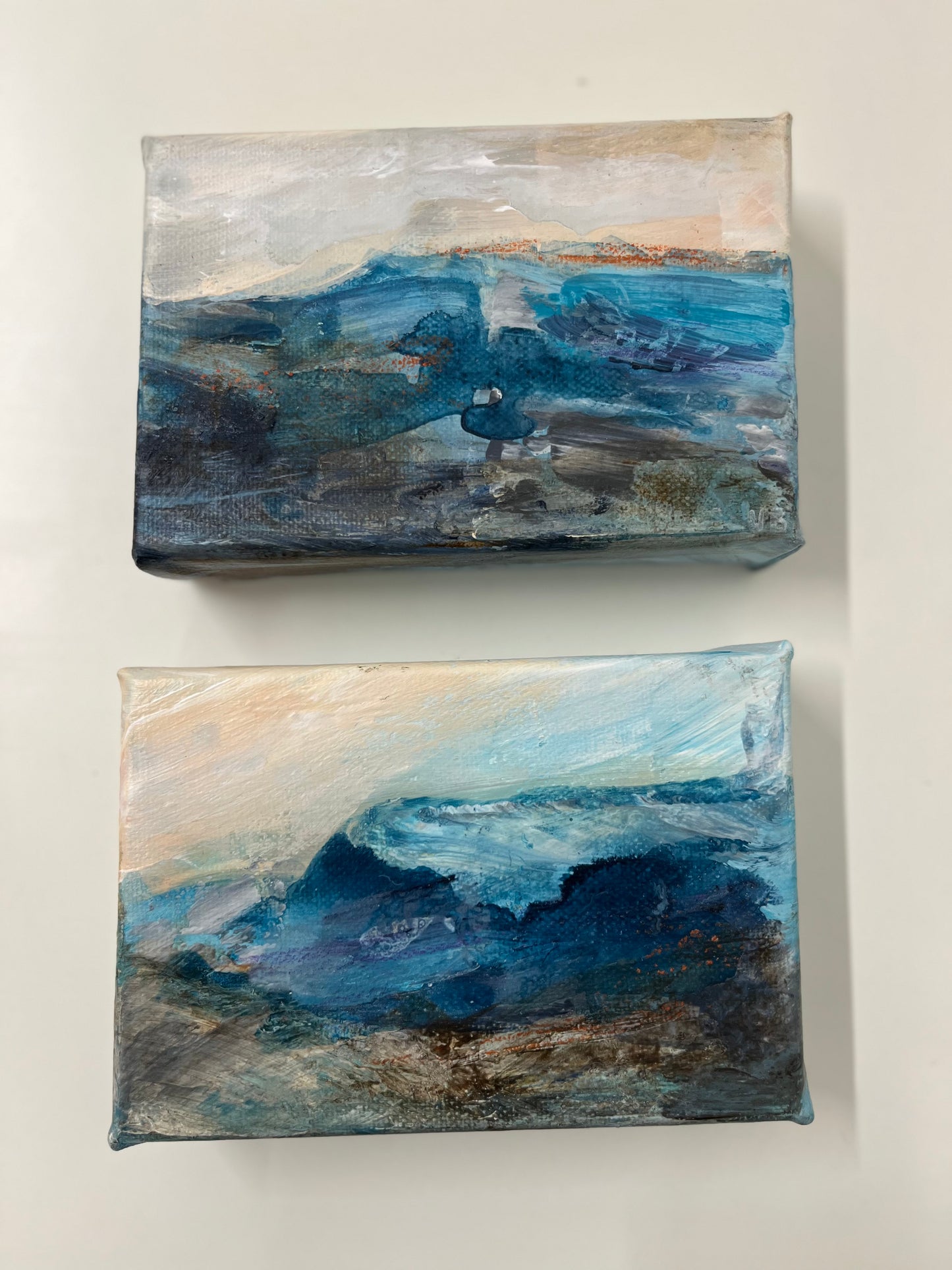 ‘Fragments of Calm I’ Small Expressive Landscape Painting on Box Canvas
