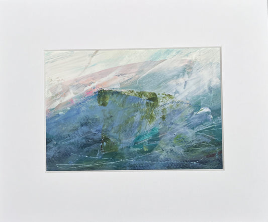 'Just Below' Small Original Landscape Painting in a White Card Mount