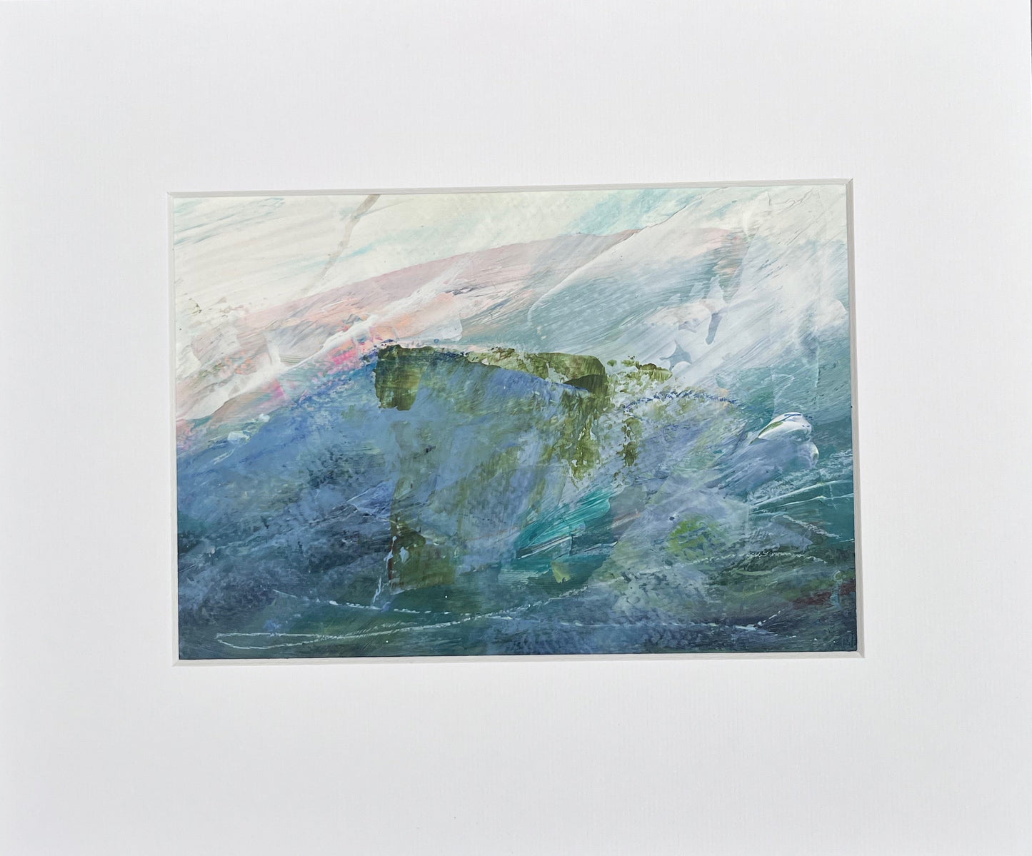 'Just Below' Small Original Landscape Painting in a White Card Mount