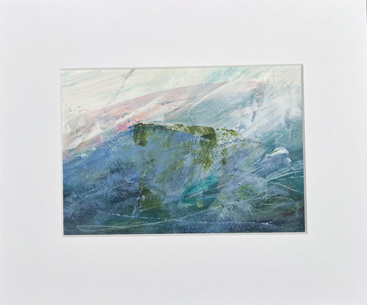 'Just Below' Small Original Landscape Painting in a White Card Mount