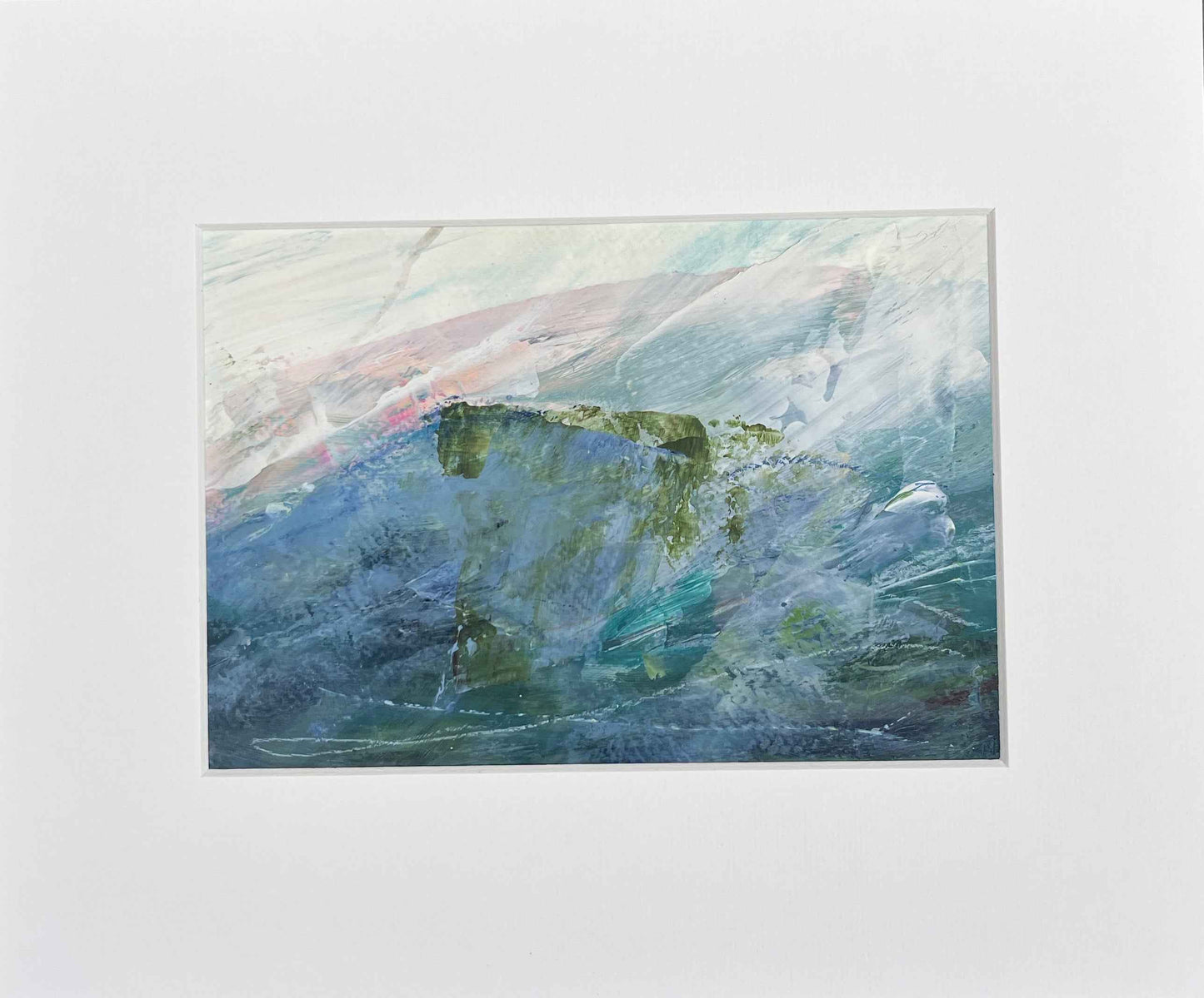 'Just Below' Small Landscape Painting on paper in a mount