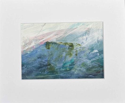 'Just Below' Small Landscape Painting on paper in a mount