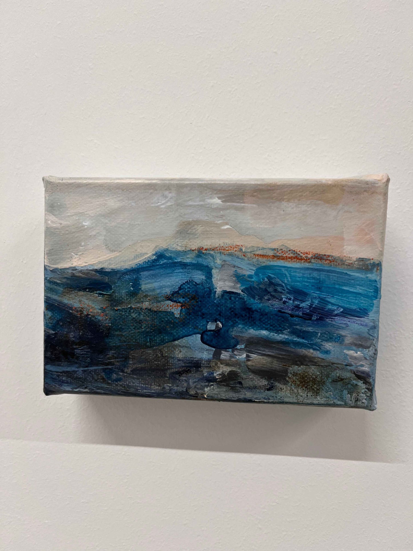 Fragment of Calm I mini abstract landscape painting on box canvas by Nicola Briggs