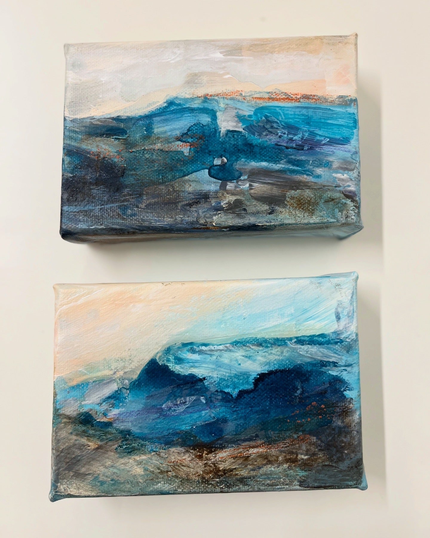 Fragments of Calm I and IV small landscape painting by Nicola Briggs