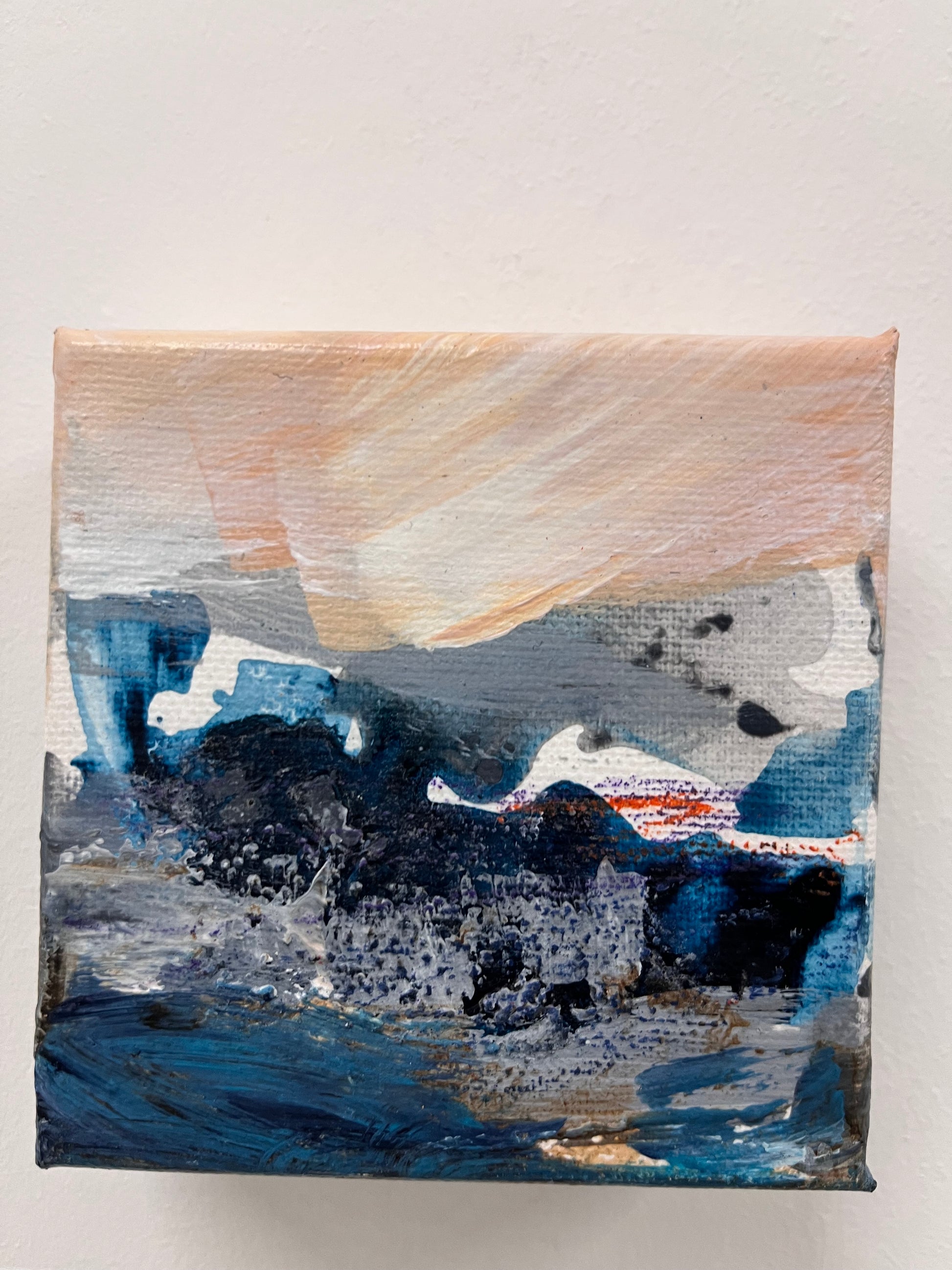 Fragments of Calm V by contemporary landscape artist Nicola Briggs showing close up detail of brushstrokes and mark making