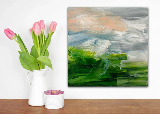 It's Only Rain atmospheric weather painting on canvas - Nicola Briggs - Ceramics & Art