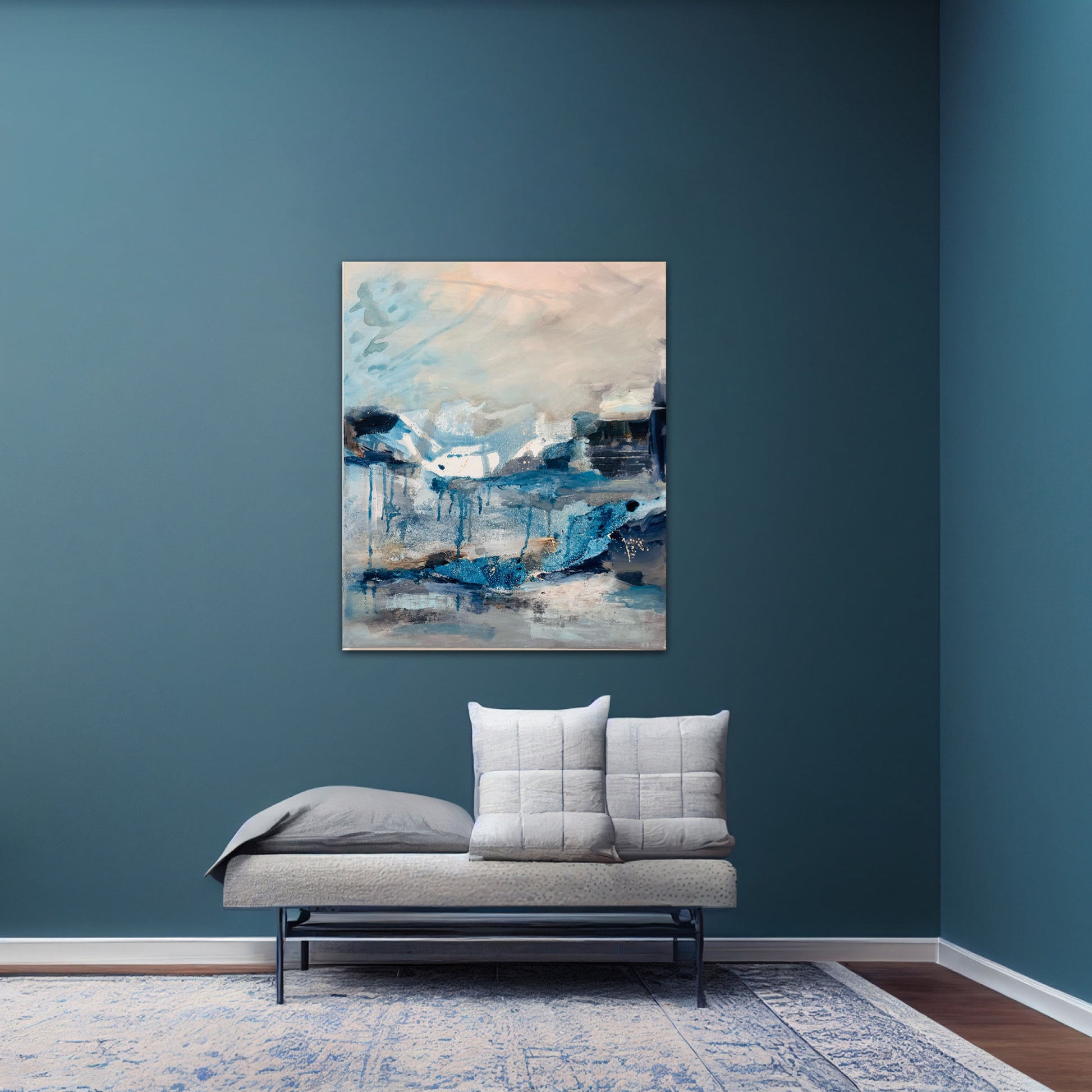 Beautiful expressive dramatic  luxury landscape art painted in acrylics with texture by artist Nicola Briggs