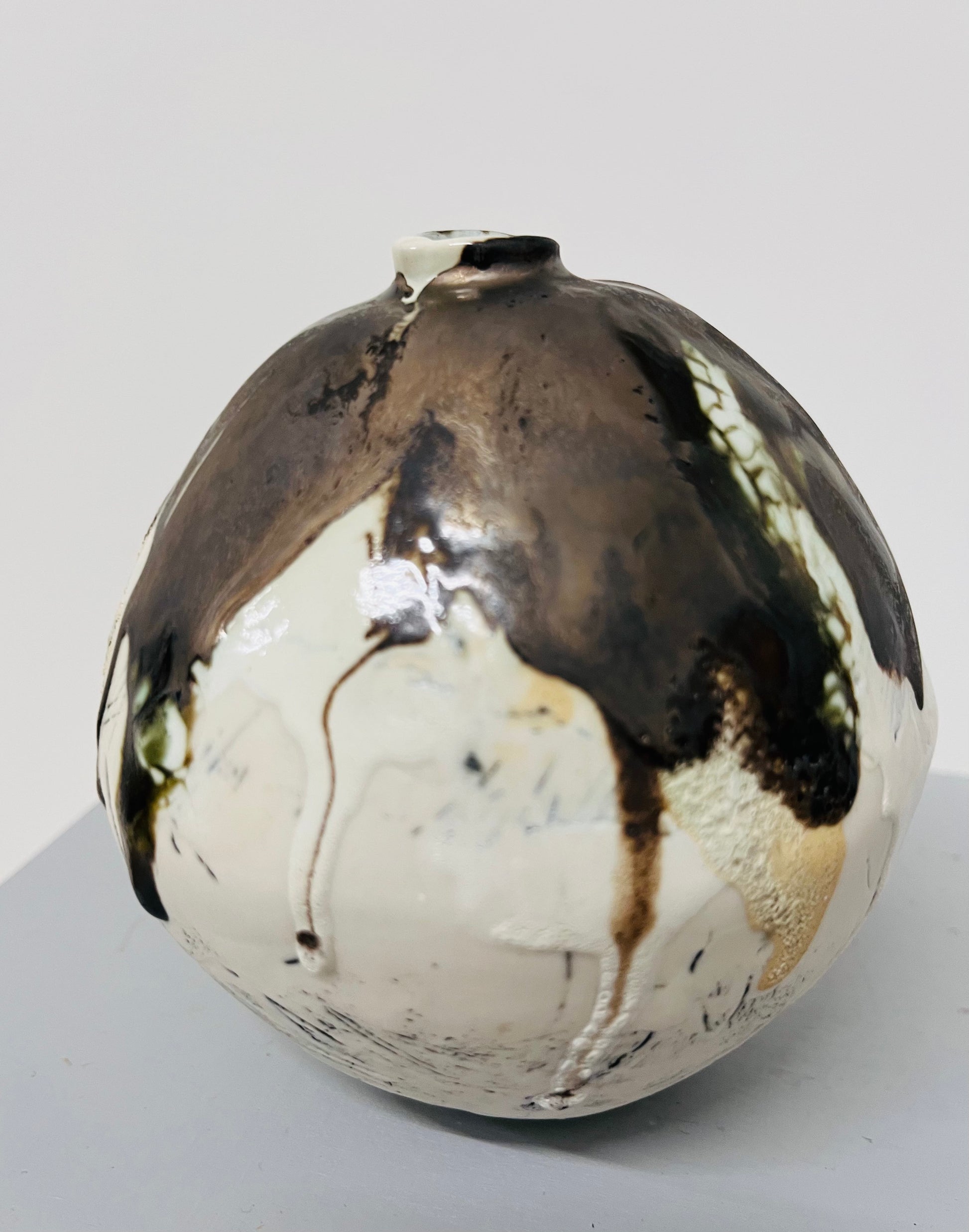 bronze glaze porcelain mini moon jar by Nicola Briggs