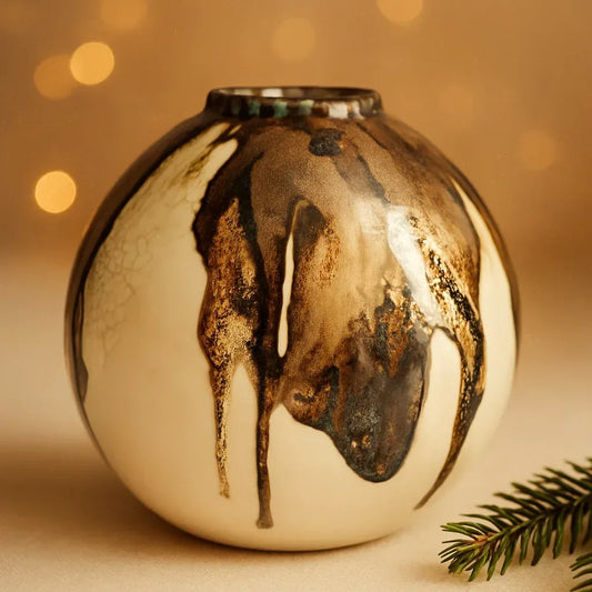 Wabi-Sabi Moon Jar wider neck- Bronze Glaze - Nicola Briggs - Ceramics & Art