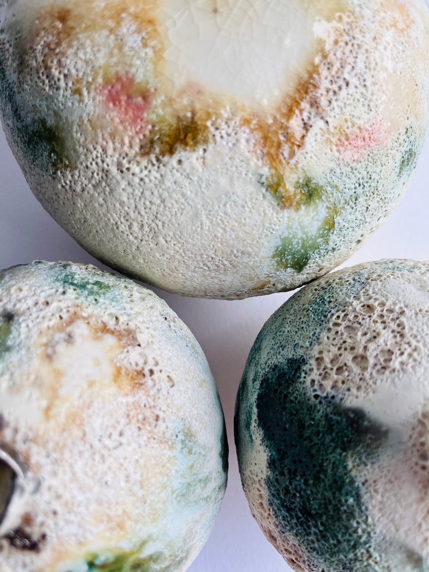 Textured moon jars by Nicola Briggs 