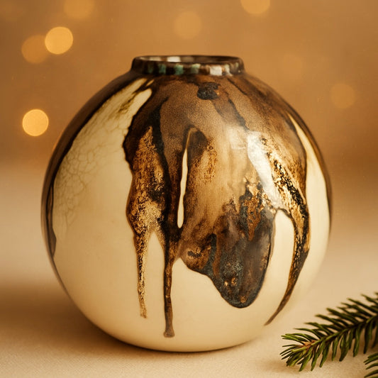 Wabi-Sabi Moon Jar wider neck- Bronze Glaze