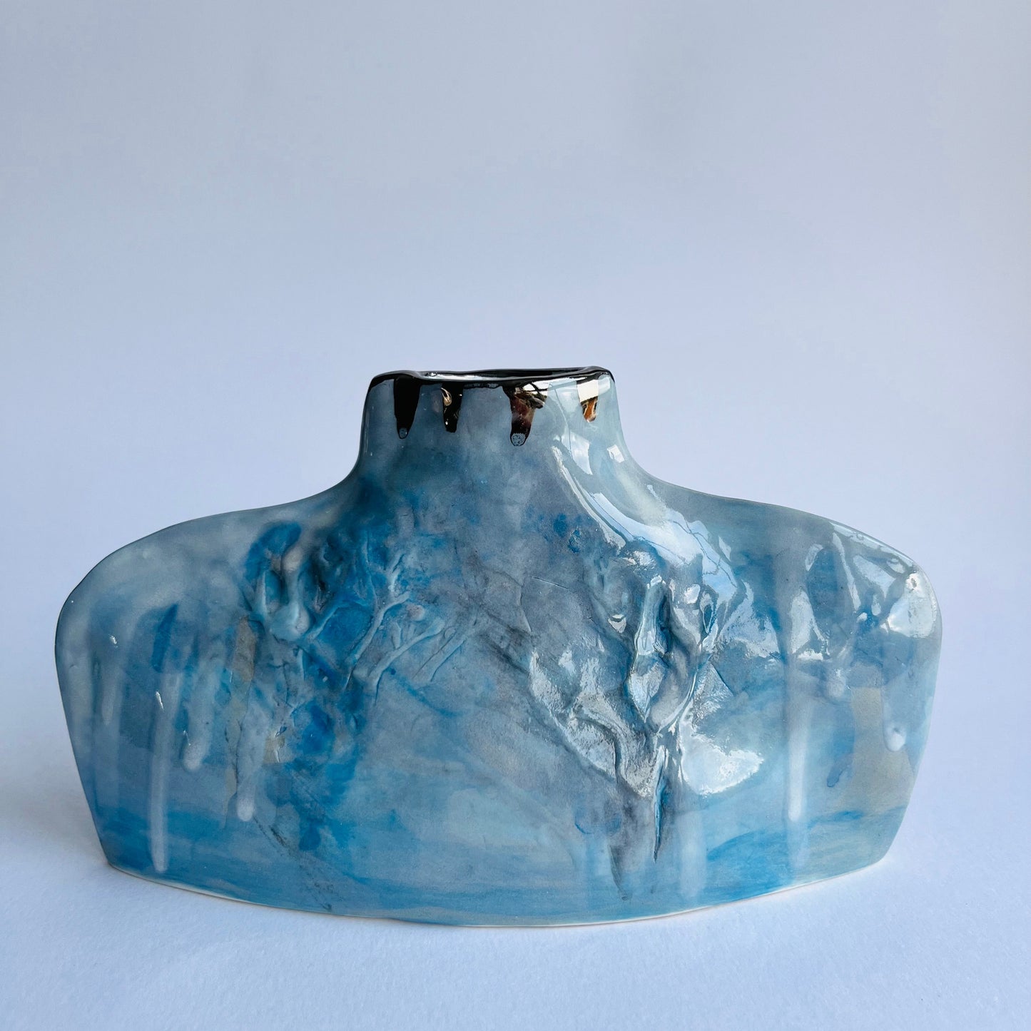 Blue and Grey Winter Trees handbuilt Porcelain Silhouette Bottle Vase by Nicola Briggs Ceramics & Art