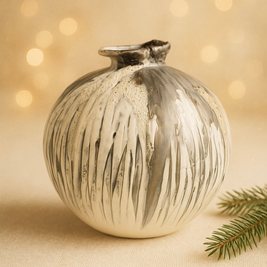 Lines Textured Bronze Glazed Porcelain Vase