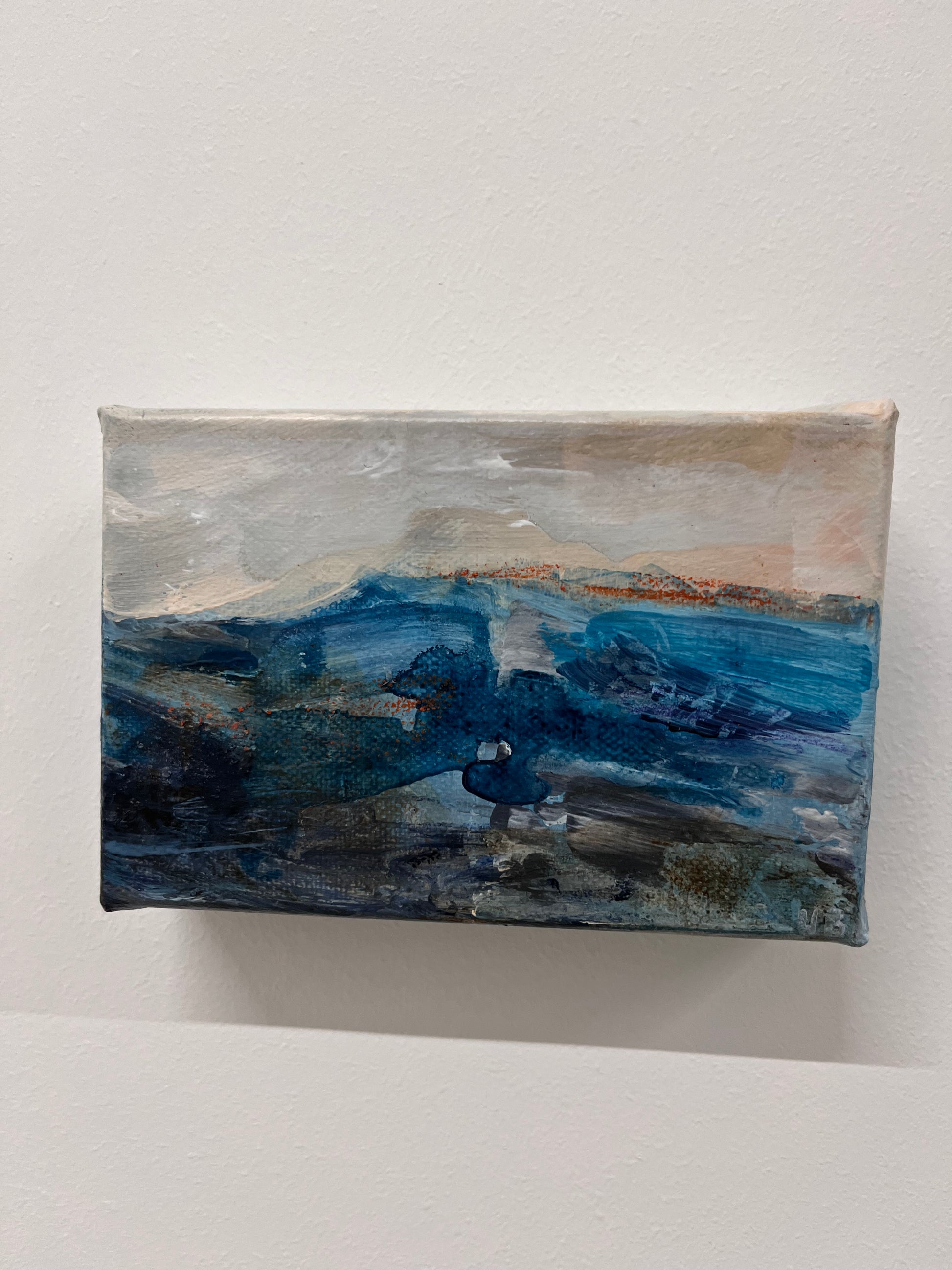 Fragment of Calm I mini abstract landscape painting on box canvas by Nicola Briggs 