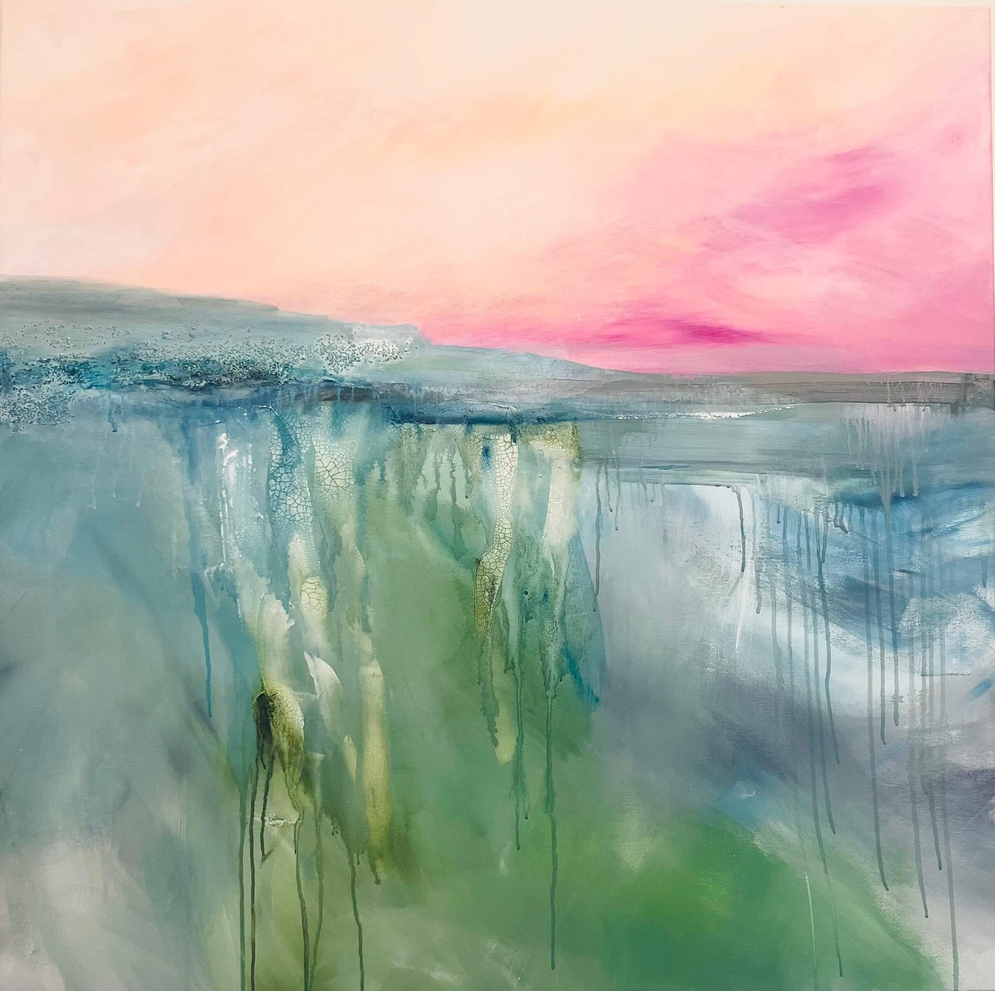 Misty Dawn Over Still Waters - Original Large Landscape Painting