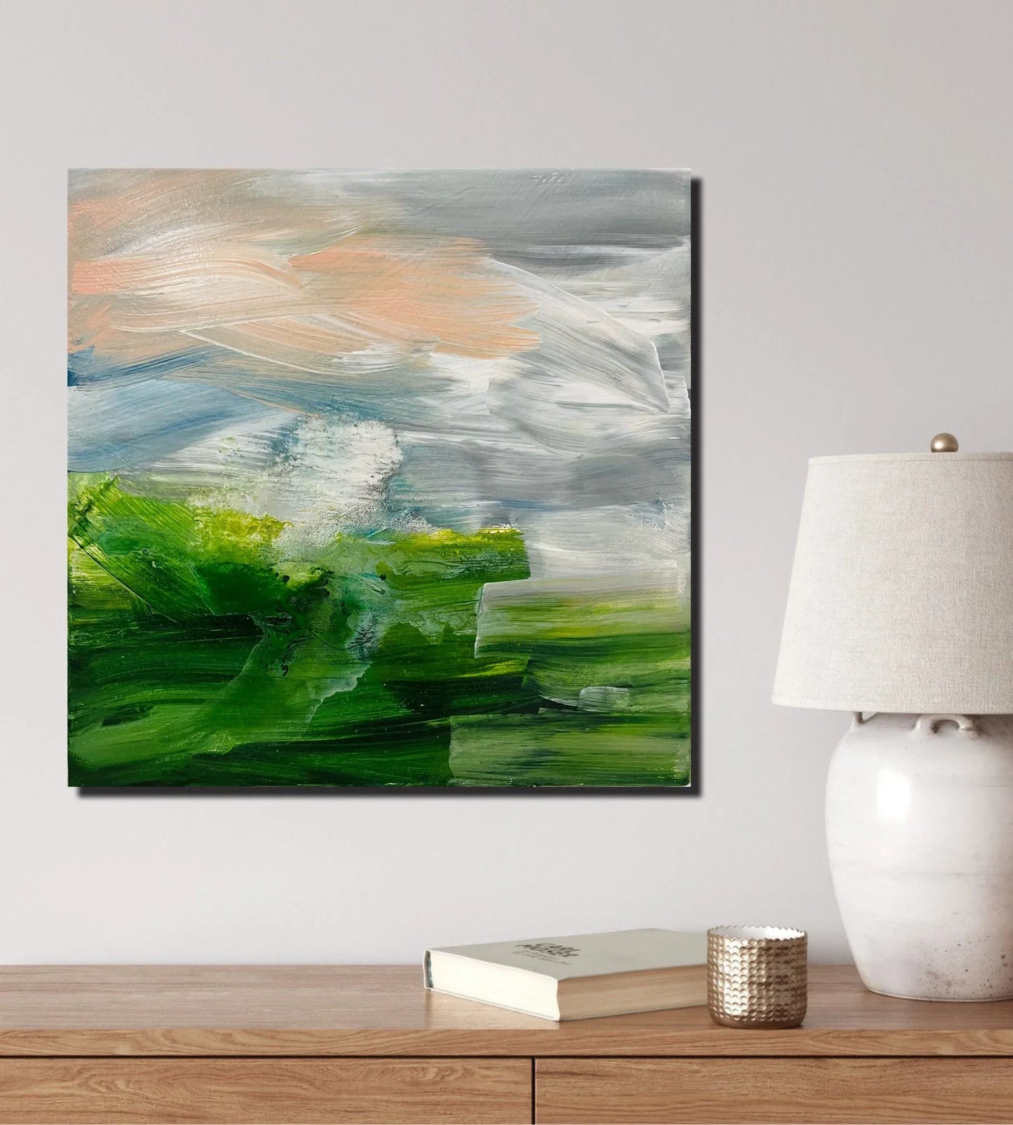 It's Only Rain atmospheric weather painting on canvas - Nicola Briggs - Ceramics & Art