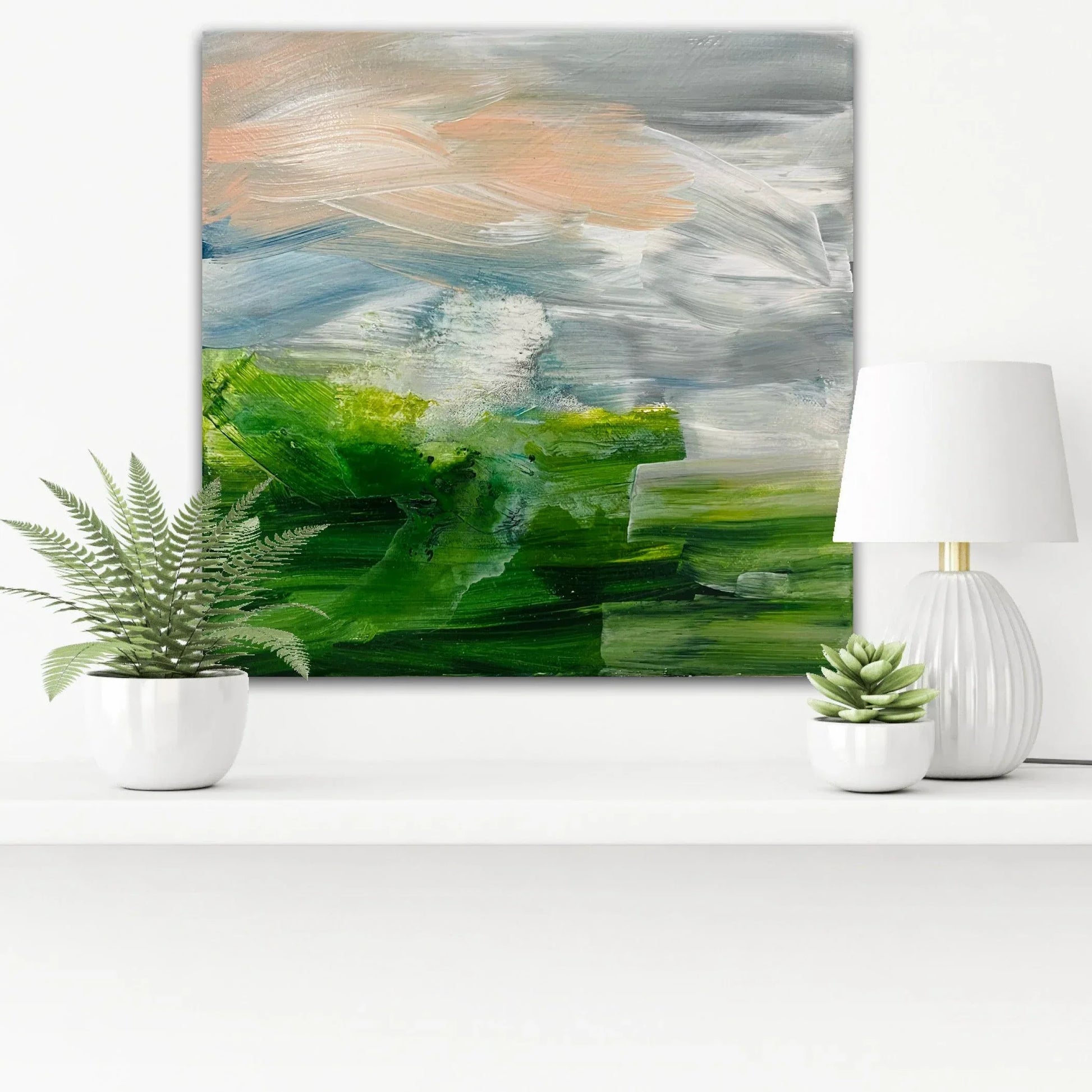 It's Only Rain atmospheric weather painting on canvas - Nicola Briggs - Ceramics & Art