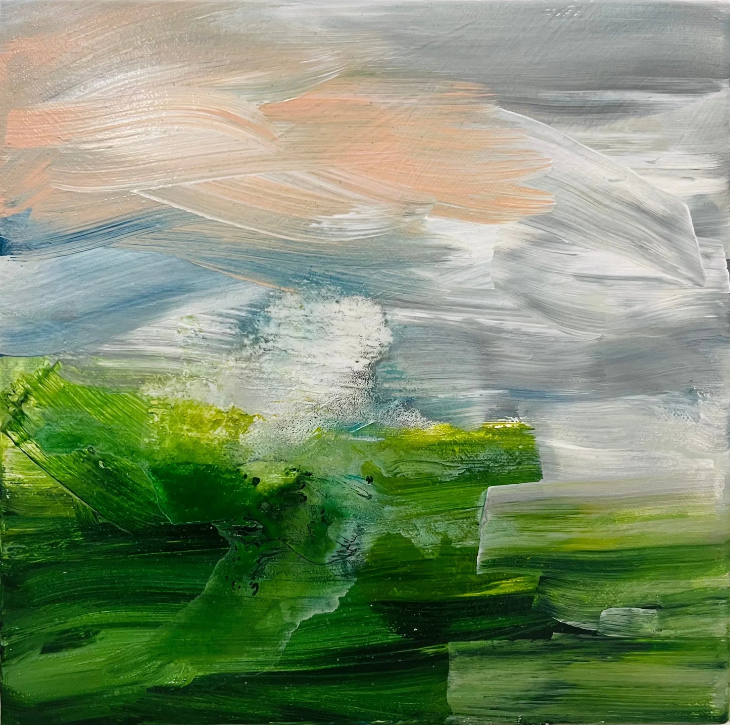 It's Only Rain atmospheric weather painting on canvas - Nicola Briggs - Ceramics & Art