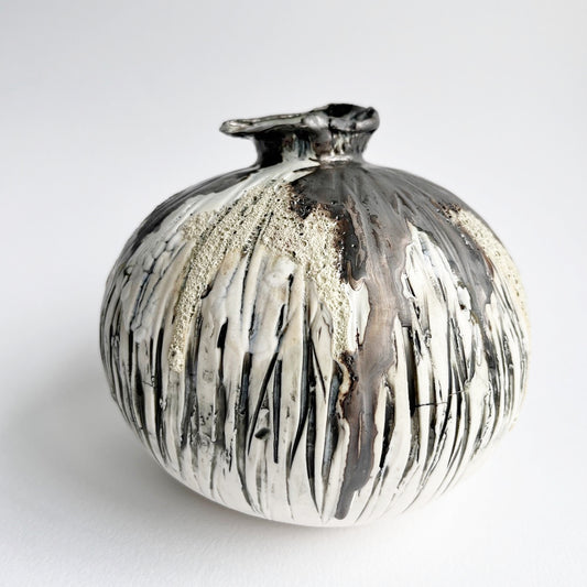 Lines Textured Bronze Glazed Porcelain Vase