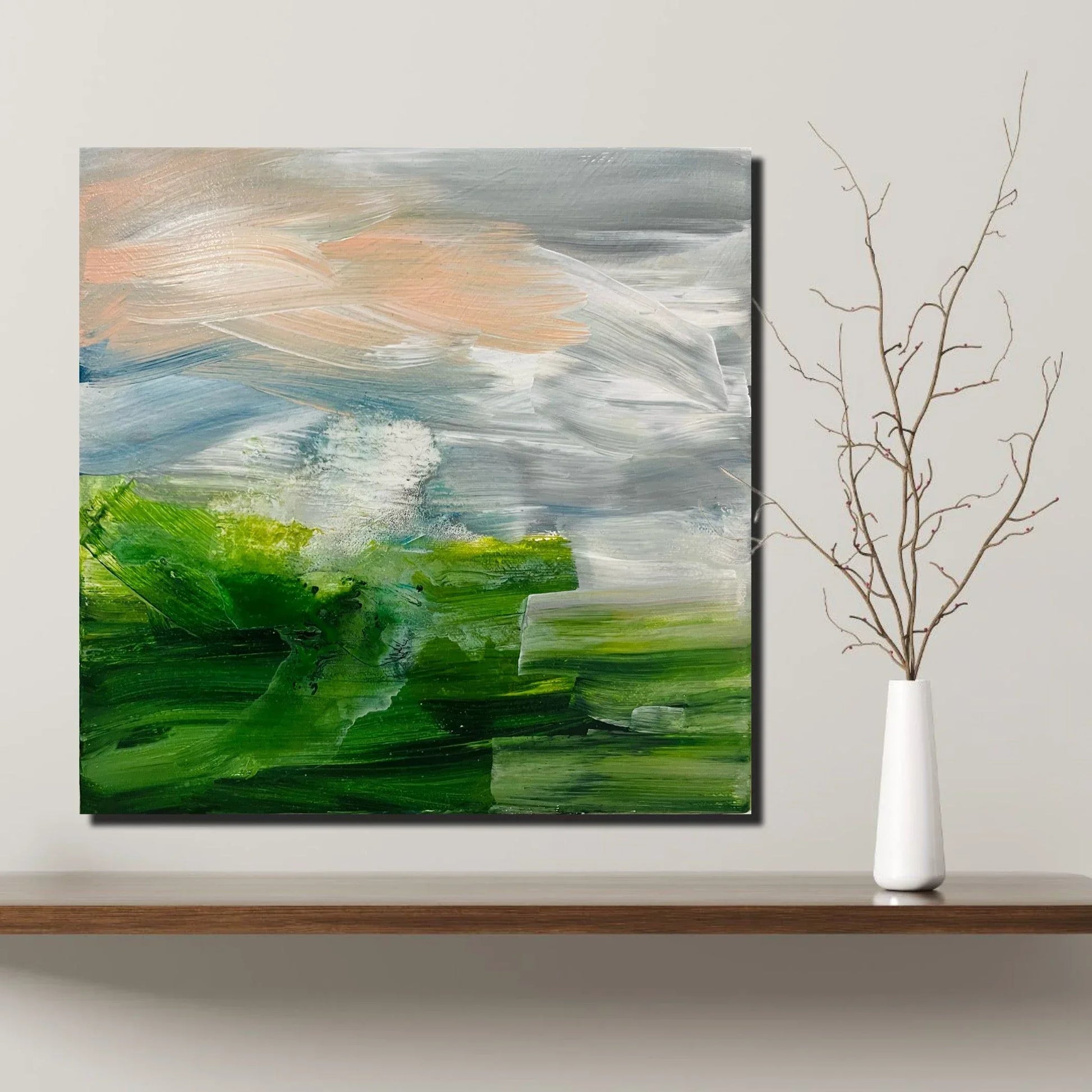 It's Only Rain atmospheric weather painting on canvas - Nicola Briggs - Ceramics & Art