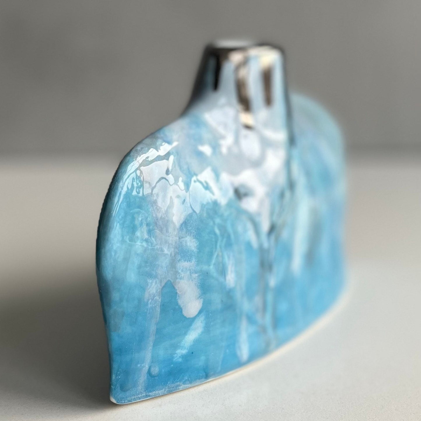 Blue Silhouette Porcelain Bottle Vase Side Profile 